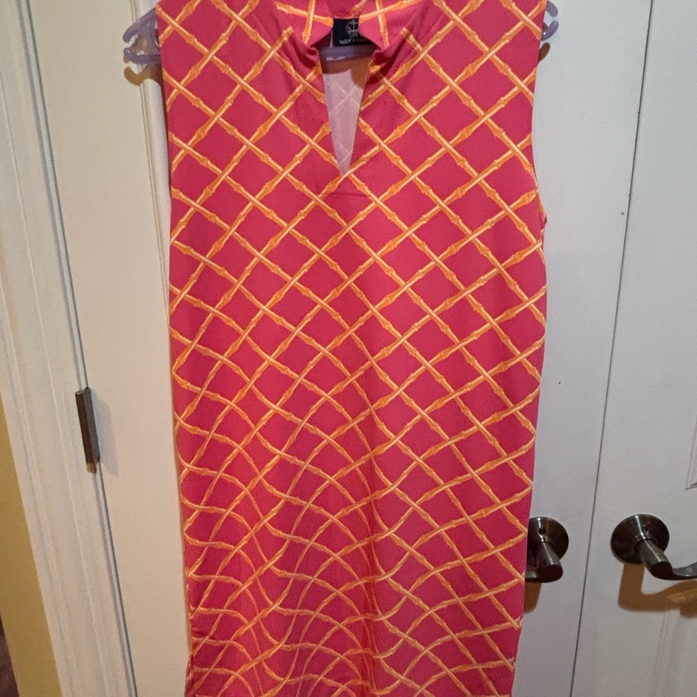 Chic Sailor Sailor  Pink and Gold Geometric shift tank Dress